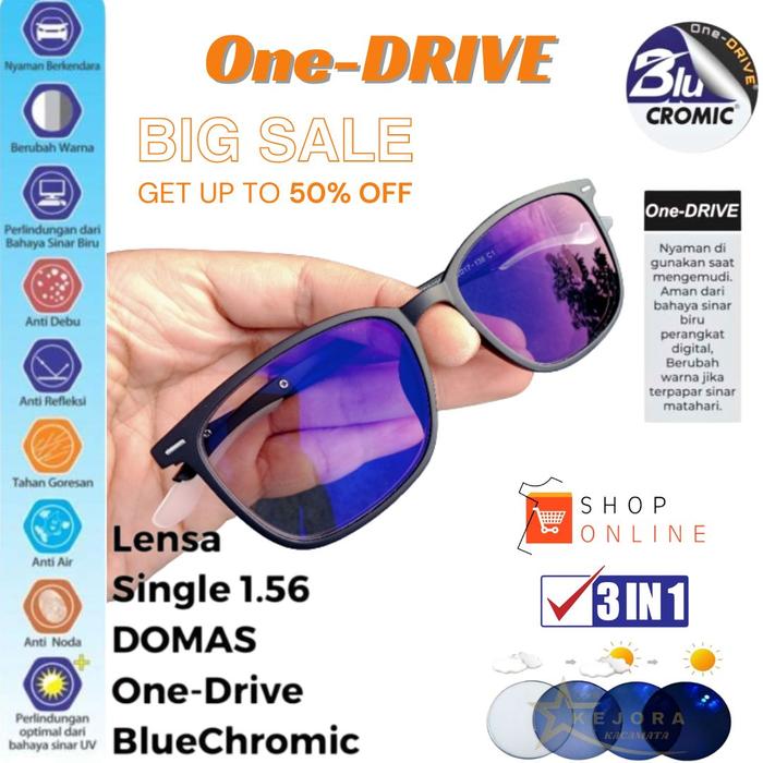 Gambar Kacamata Bluecromic Drive Minus Frame Kotak Ringan Dan Lentur - Hitam, ANTIRADIASI dari optik kejora undefined Tokopedia