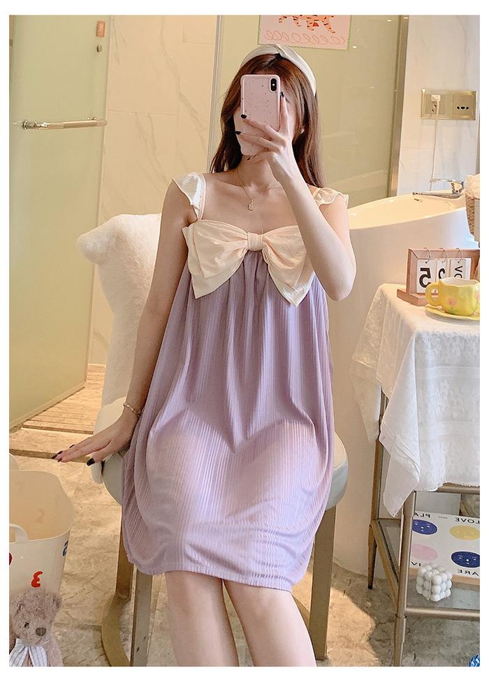 Gambar Baju Tidur Daster Model Tanktop Pita Besar Style Korea Size M- XXL - PURPLE, XL dari Baaju ID undefined Tokopedia
