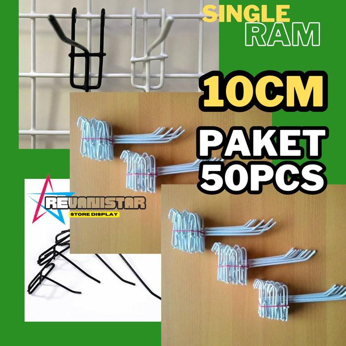 Gambar Paket 50pcs Hook 10cm cantelan single ram gantungan display aksesoris - Putih dari REVANISTAR DISPLAY undefined Tokopedia