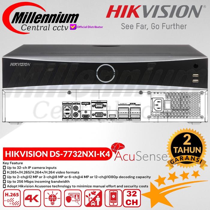 Gambar NVR 32 CHANNEL HIKVISION DS-7732NXI-K4 AcuSense 4K - NVR SAJA dari Millennium Central CCTV undefined Tokopedia