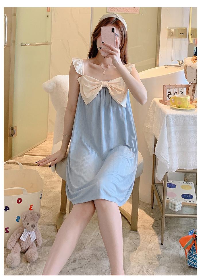 Gambar Baju Tidur Daster Model Tanktop Pita Besar Style Korea Size M- XXL - BLUE, XL dari Baaju ID undefined Tokopedia