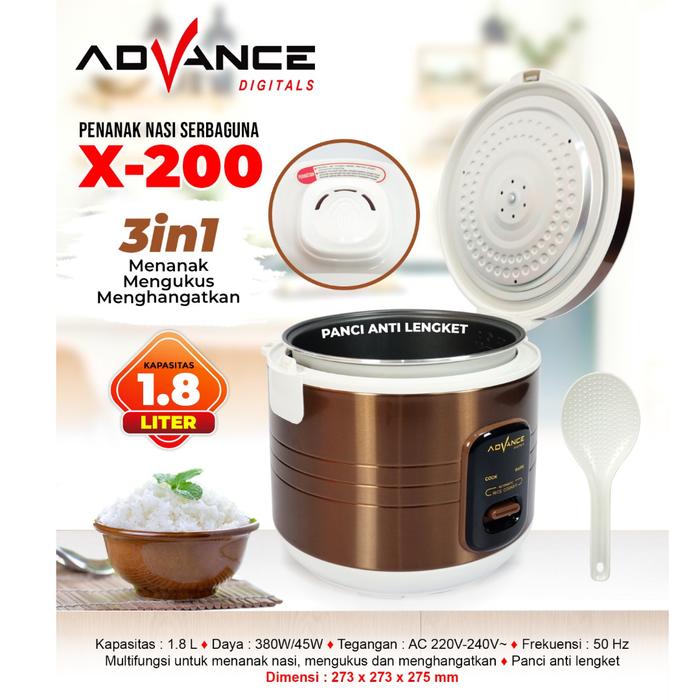 Gambar ADVANCE RICE COOKER PENANAK NASI SERBAGUNA 1.8L 3IN1 X-200 - purple dari Ori Elektronik undefined 4 Tokopedia