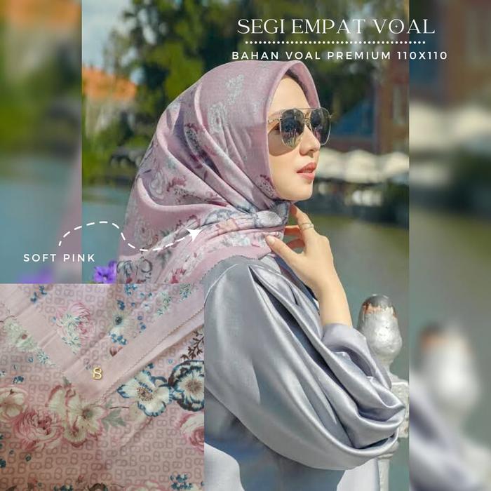 Gambar Buttonscaves THE BLUME SERIES kw mirror jilbab segi empat - Blume pink dari aila store hijab undefined Tokopedia