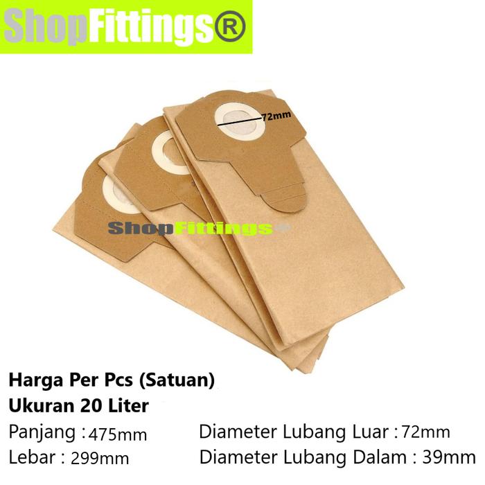 Gambar Kantong Debu Paper Dust Bag Vacuum Cleaner 15 or 20 liter Disposable - 20L Diamtr72x39 dari Shop Fittings undefined Tokopedia