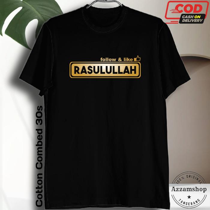 Gambar Rasulullah kaos dakwah pria lengan pendek panjang  cotton combed 30s - Black Gold, S dari Azzamshoptangerang undefined Tokopedia