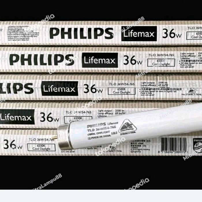 Gambar Lampu PHILIPS T8 Neon 36W/36Watt TLD 54 Lifemax TL D T8 120Cm 36 W 765 - Lampu Aja dari MitraLampu88 undefined Tokopedia