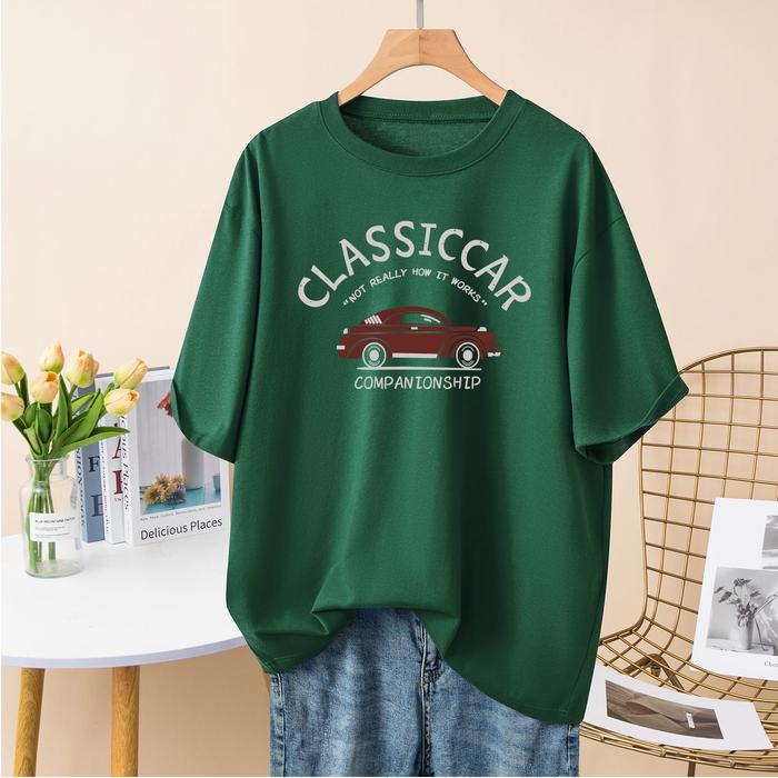 Gambar Three Pigeon T-Shirt CLASSIC CAR- Casual Pria High Quality 100% Cotton - Dark Green, 2XL dari Three Pigeon Official undefined Tokopedia