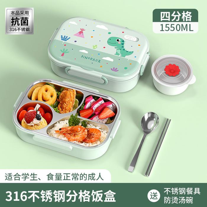 Gambar Kotak makan anak lunch box stainless tahan panas 4 sekat DINO RABBIT - Kotak Dino aja dari Hazelle undefined Tokopedia