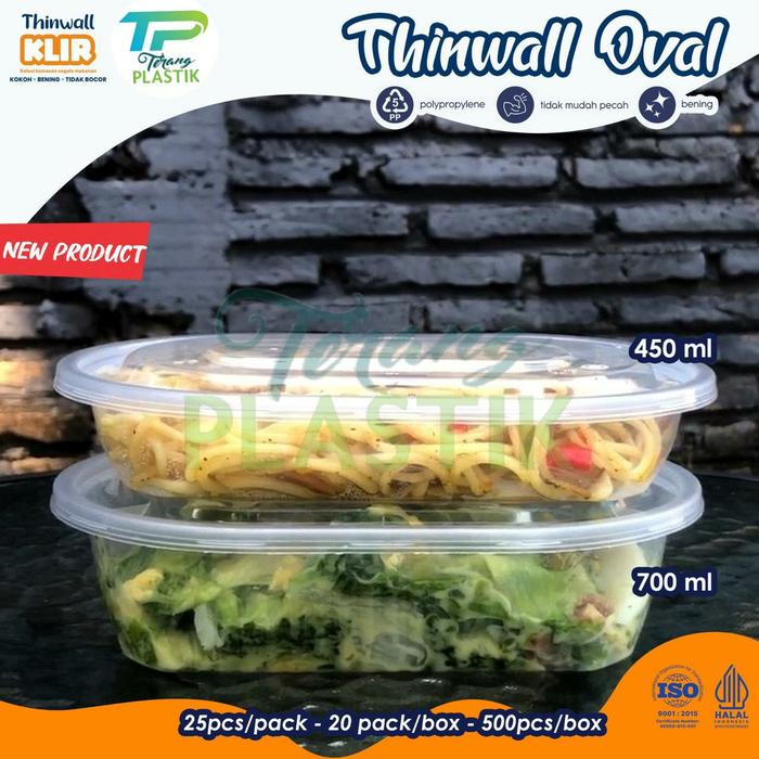 Gambar klir thinwall Oval Tempat Makan Plastik Bening Anti bocor 450 ml 700ml - 450 ml dari Terang plastik New undefined Tokopedia