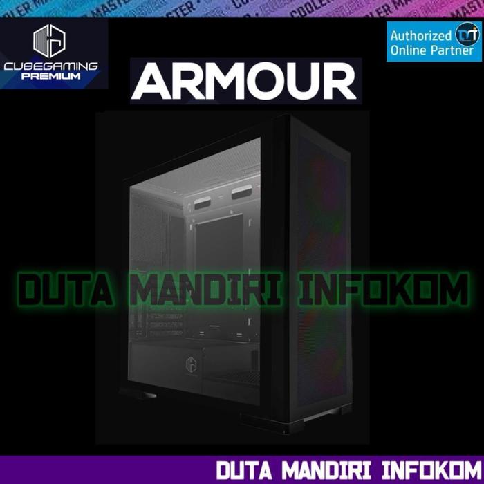 Gambar Cube Gaming PREMIUM ARMOUR - Tempered Glass Mid-Tower ATX Gaming Case - Black Edition  dari Duta Mandiri Infokom undefined Tokopedia