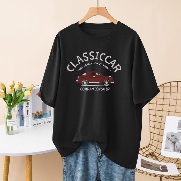 Gambar Three Pigeon T-Shirt CLASSIC CAR- Casual Pria High Quality 100% Cotton - Black, 2XL dari Three Pigeon Official undefined Tokopedia