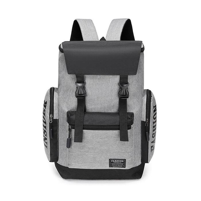 Gambar Tas Ransel Pria Tas Punggung Sekolah Hitam Distro Kanvas Korean Style - Grey dari eRKa Wallet Store undefined Tokopedia