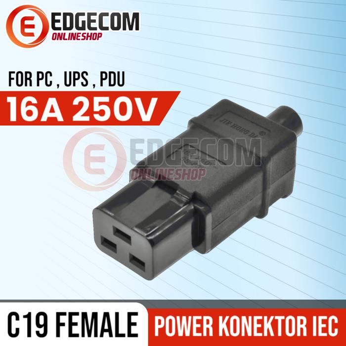 Gambar Konektor Power Socket IEC C20 Male / C19 Female 16A 250V - C19 FEMALE dari Edgecom undefined Tokopedia