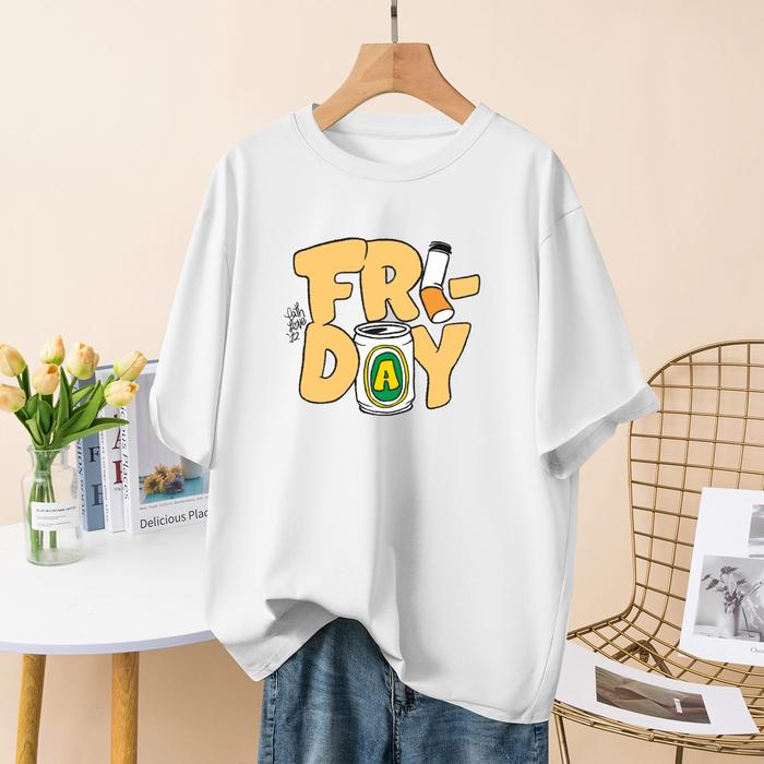 Gambar Three Pigeon T-Shirt FRIDAY - Casual Pria High Quality 100% Cotton - White, 4XL dari Three Pigeon Official undefined Tokopedia