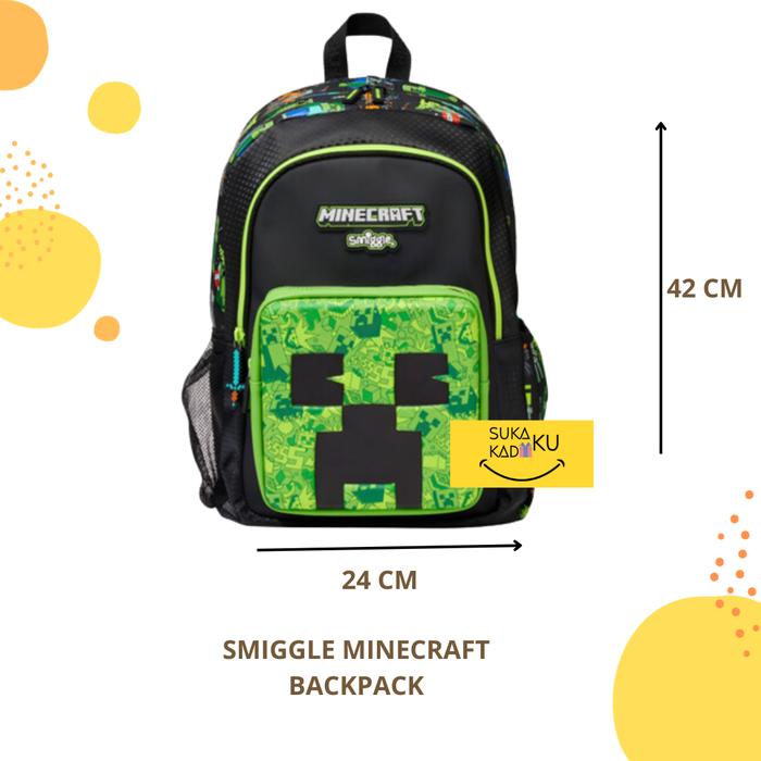 Gambar TAS SMIGGLE Backpack Ransel Sekolah Anak TK SD SMP Laki Laki Perempuan - MINECRAFT HIJAU dari SUKAKU Emporium undefined Tokopedia