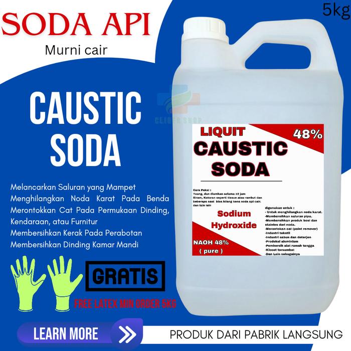 Jual CAUSTIC SODA LIQUID 5KG / SODA API CAIR / NAOH LIQUID 48 5KG