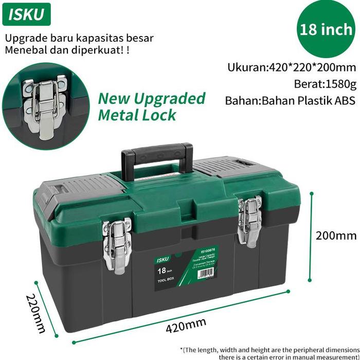 Gambar Isku Tool Box 15-20Inch Kotak Perkakas Upgraded Baja Pengunci Kotak - 18 inch dari Ayudia Jaya Store undefined Tokopedia