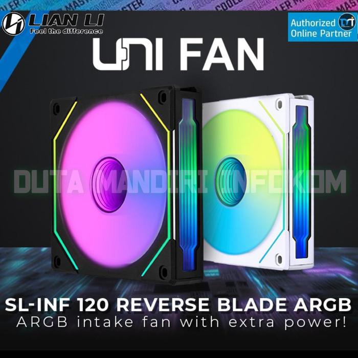Gambar Lian Li UNI Fan SL INFINITY 120 Reverse Blade - ARGB Fan Single Pack - Black Edition  dari Duta Mandiri Infokom Kota Administrasi Jakarta Pusat Tokopedia