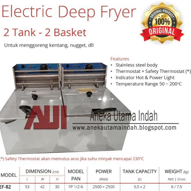 Gambar Getra Ef-82 Electric Deep Fryer 2 Tank - 2 Basket - 5.5 Liter Gratis - PACKING KAYU dari Archiskc Home undefined Tokopedia