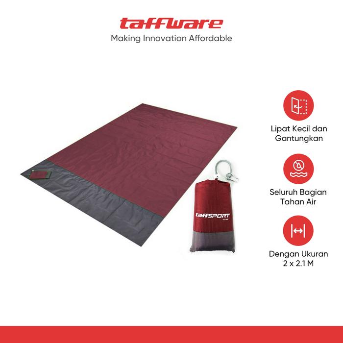 Gambar Tikar Lipat TaffSPORT Camping Piknik Outdoor 2 x2.1 M + Carabiner - Dark Red dari Taffware Official Store undefined Tokopedia