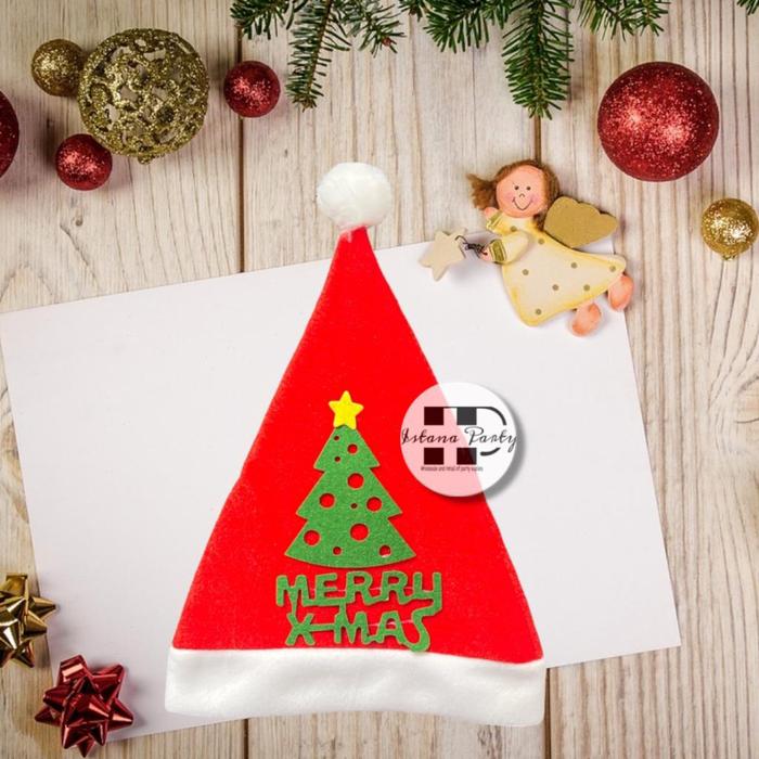 Gambar TJH-13 Topi Natal Merry Xmas Motif Anak Anak / Topi Merry Christmas - Motif Pohon dari Istanaparty undefined Tokopedia