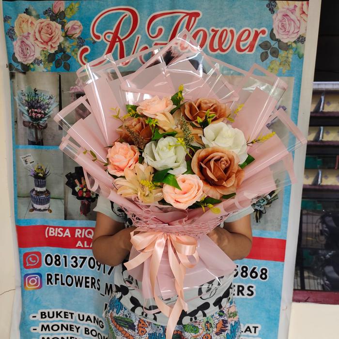 Gambar buket bunga artificial sedang - Hijau, instans dari drflowers medan undefined 2 Tokopedia