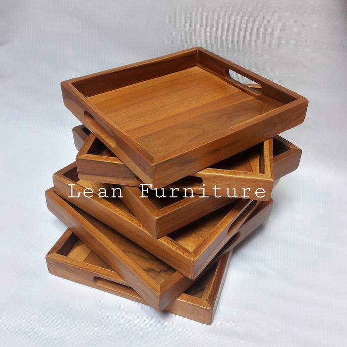 Gambar Nampan Kopi kayu Jati 20x20cm Bill tray Coffee tray dari Lean Furniture undefined Tokopedia