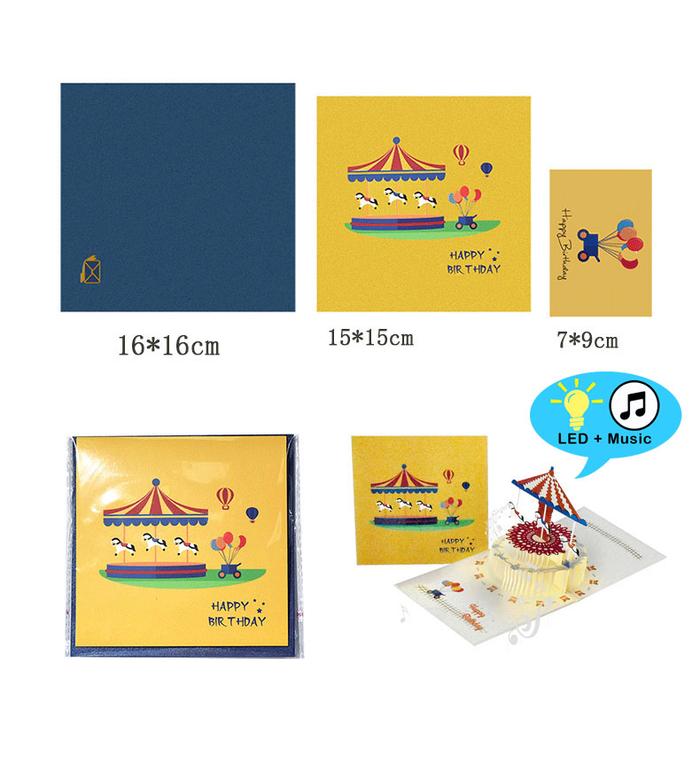 Gambar Birthday Card Musik 3D Popup Kartu Ucapan Ulang Tahun Lagu Suara LED - Carousel dari Cutteristic undefined Tokopedia