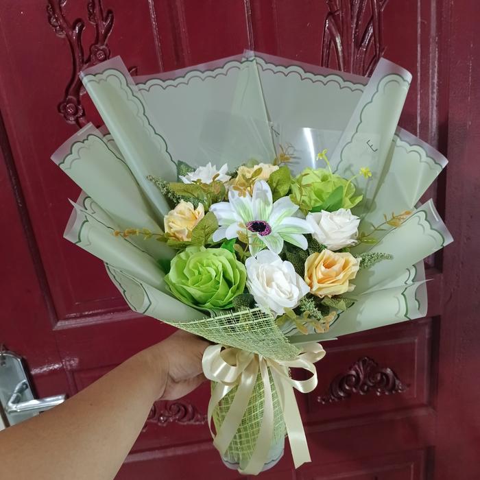 Gambar buket bunga artificial sedang - Hijau, instans dari drflowers medan undefined Tokopedia