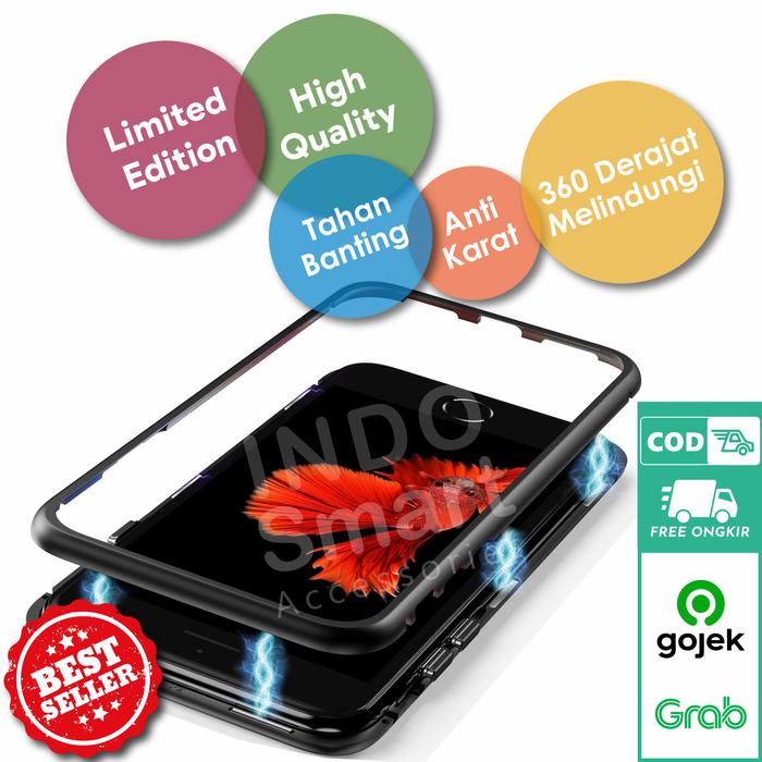 Samsung A71 Case Magnetic Metal Glass Kaca Casing Magnet Back Cover Hitam