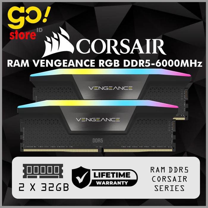 Gambar RAM Corsair Vengeance RGB DDR5 32GB/64GB 6000MHz CL36/CL30 - Black - 2X32GB CL30 dari GoStore-id undefined Tokopedia