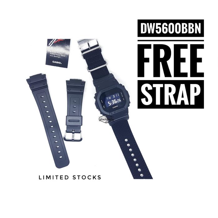 Jual jam tangan gshock dw5600bbn free strap Kota Surabaya