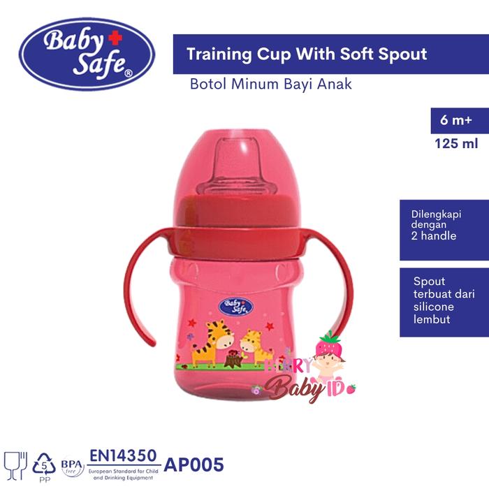 Gambar Baby Safe Training Cup with Soft Spout Botol Minum Bayi Anak 125 ml Peralatan Bottle - Red dari Berry Baby undefined Tokopedia