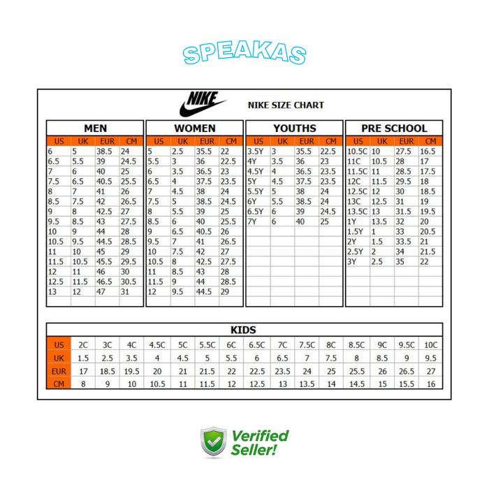 Size Chart Nike Men's To Women's Shoe Size Jordan Jordan