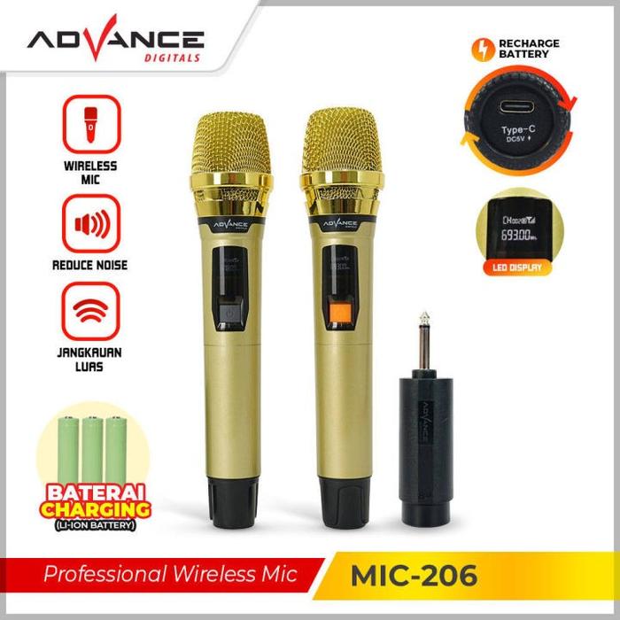 Gambar Advance Microphone Double Wireless MIC-206 Batery Recharger Mic 206 dari MHZ com undefined Tokopedia