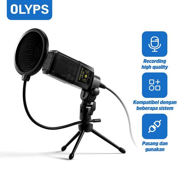 Gambar Olyps Microphone Condenser Live Karaoke Recording Equipment Whth - US19-Black dari RABAINTANGBEUTHY undefined Tokopedia