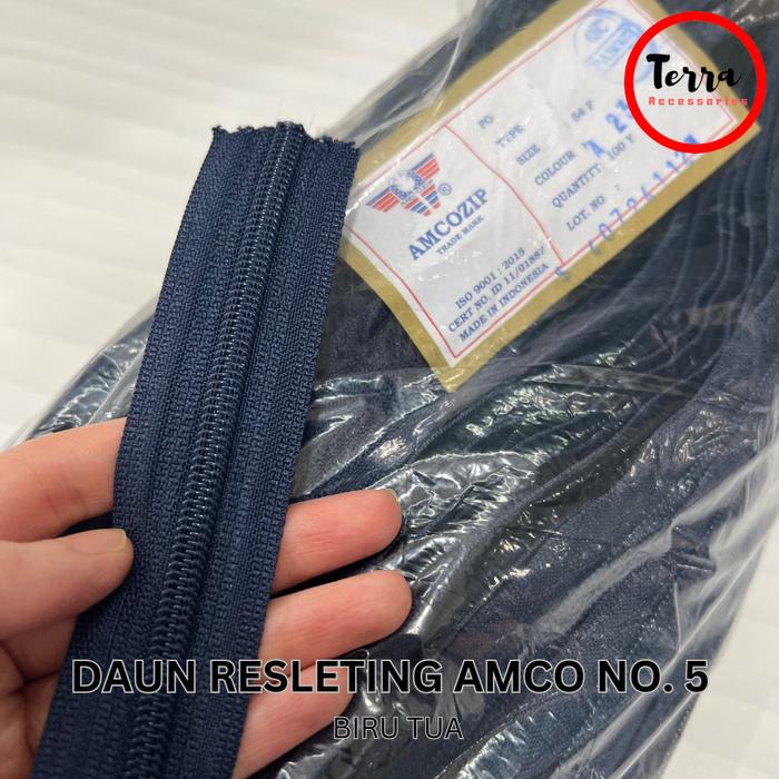 Gambar (DIJUAL METERAN) Daun Resleting Reseleting AMCO Ukuran Nomor 5 Variasi - Biru Tua dari Terra Accessories undefined Tokopedia