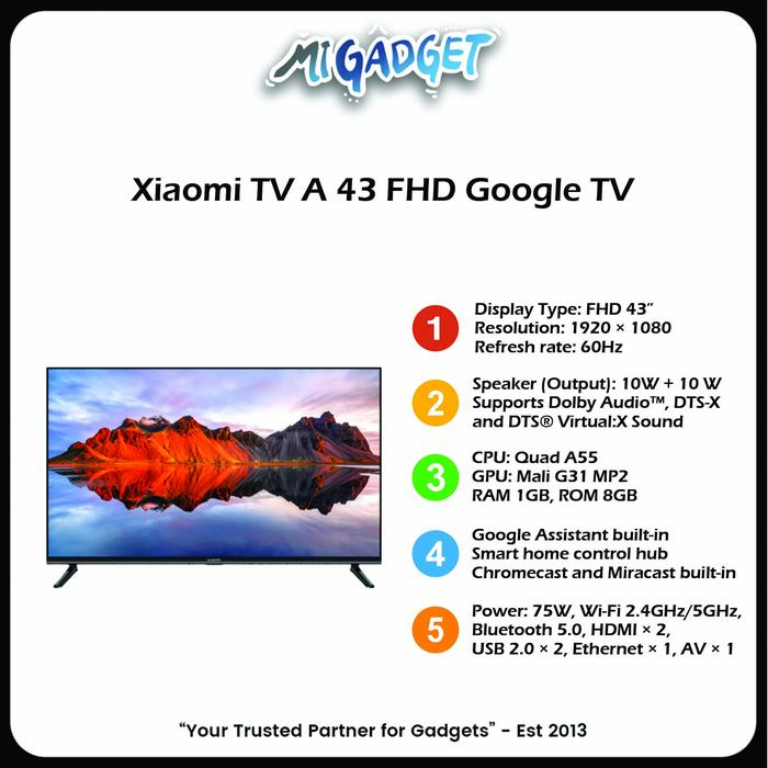Gambar Xiaomi Mi TV 4 43 Inch MiTV 4 43 Full HD Android Pie 9 Smart TV - TV A 43 FHD dari MIGADGET SAWOJAJAR undefined Tokopedia