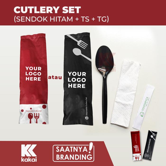 Gambar CUSTOM SENDOK STERIL / CUSTOM CUTLERY SET / CUSTOM SENDOK PLASTIK@1000 - SENDOK HITAM dari kakai.talk undefined Tokopedia