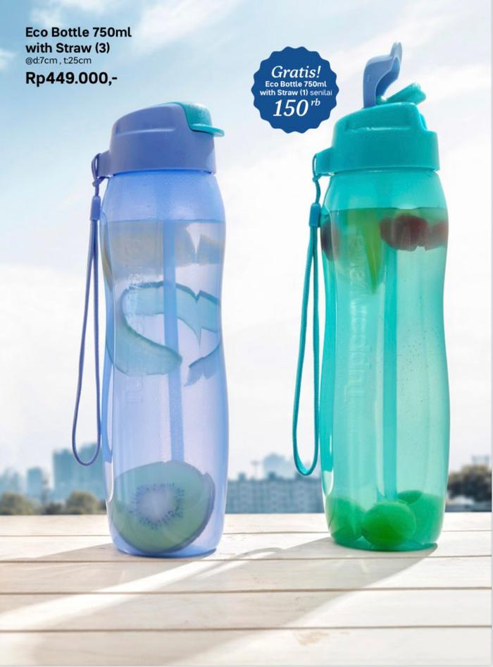 Gambar Botol Minum Tupperware Eco Bottle Straw 750ml - Tosca dari Toko Barang Mama undefined Tokopedia