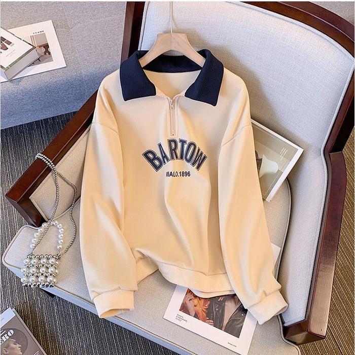 Gambar Zipper Collar Bartow Sweatshirt / Sweater Sleting Kerah Bartow Fleece - Latte dari Sweater Hoodie 88 undefined Tokopedia