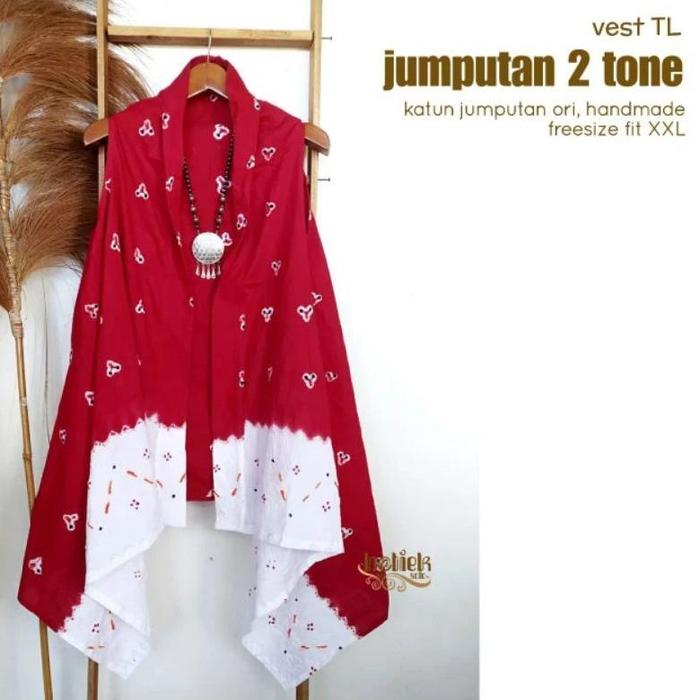 Gambar Atasan Wanita Ori Batik Jumputan Solo High Quality Terlaris - Vest TL 2tone, All Size dari BATIK TRENDI_NEW undefined Tokopedia