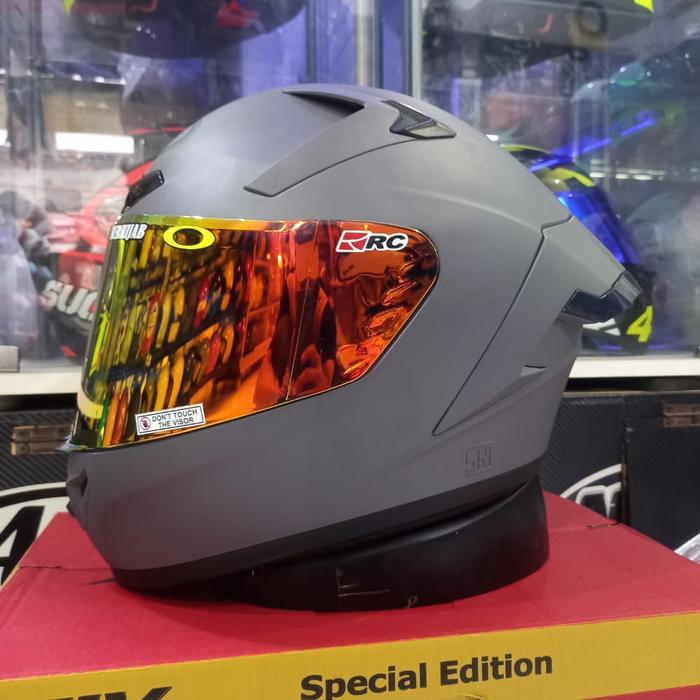 Gambar Helm ALV GENESIS Solid Paket Ganteng Helm Fullface  SNI - Grey Doff V Red, M dari Kompashelmet undefined Tokopedia