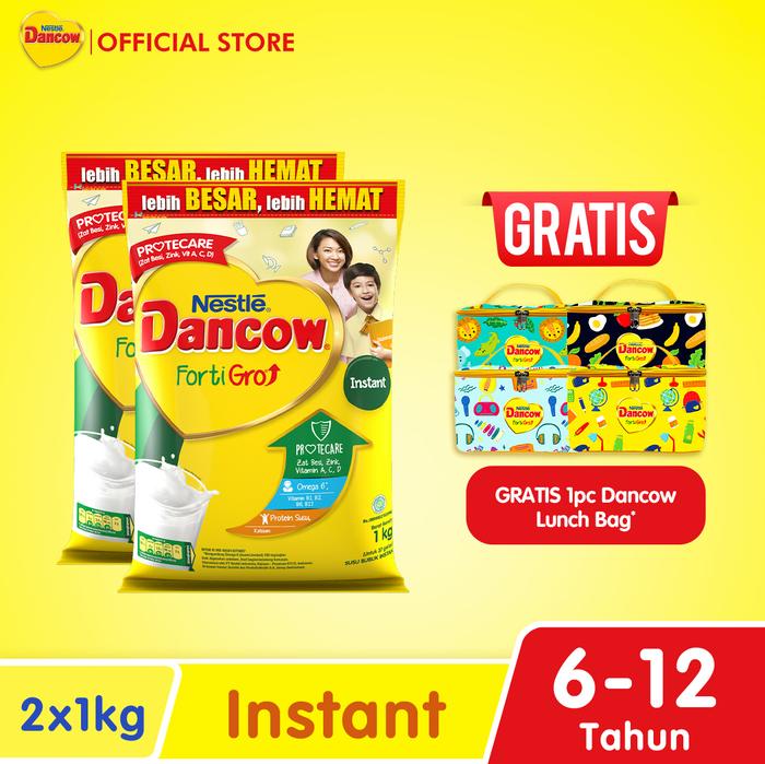Gambar Nestle DANCOW FortiGro Instan Pouch 1 kg x 2 FREE Lunch Bag dari Dancow Indonesia undefined Tokopedia