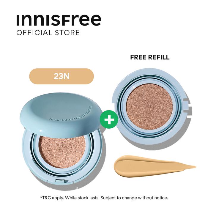 Gambar [Buy 1 Get 1] Innisfree No Sebum Powder Cushion Fullsize + Refill 14gr - 23N dari innisfree Indonesia undefined Tokopedia