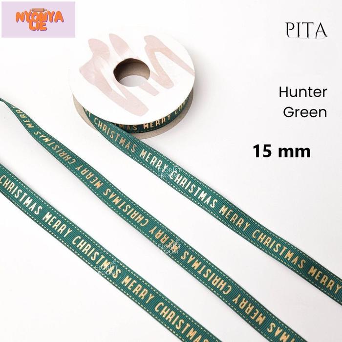 Gambar PSM153 Per Meter Pita Satin Natal 15 mm Ribbon Christmas Xmas Hampers - Hunter Green dari Nyonya Lie undefined Tokopedia