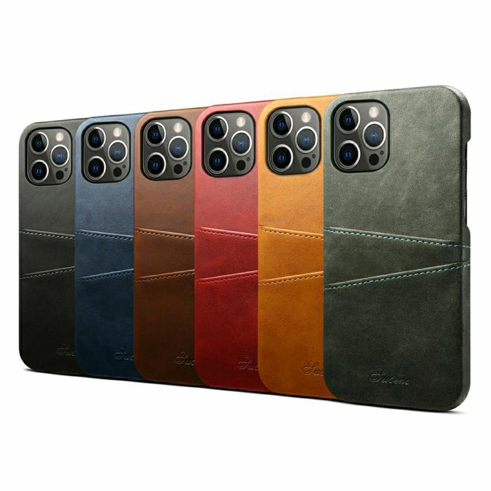 SUTENI Card Slot Leather Case iPhone 12 Pro Max Pro 12 Mini Hijau  Tua, 12 mini