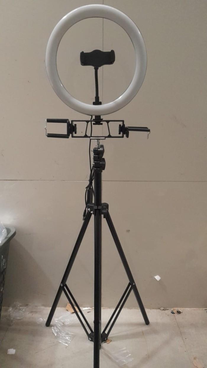 Gambar Paket Tripod 200 cm + 2 Holder HP Lampu Ring Light 26 cm Selfie Vlog - PAKET dari Ciptawarna2000 Home Living undefined Tokopedia