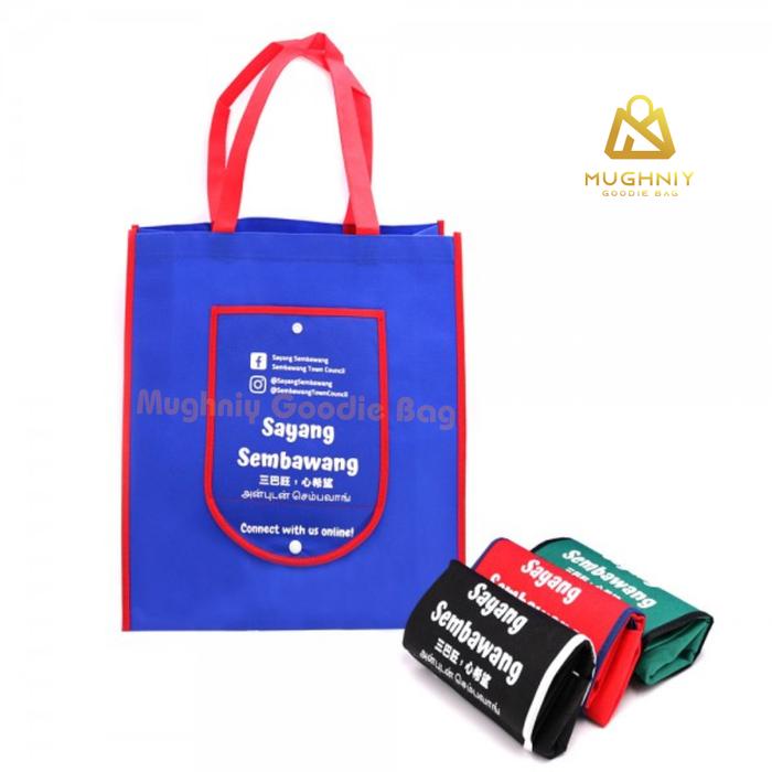 Gambar Tas Belanja Lipat Custom/ Tas Seminar Lipat Custom printing Sablon - Pake Kancing dari Mughniy Goodie Bag undefined Tokopedia