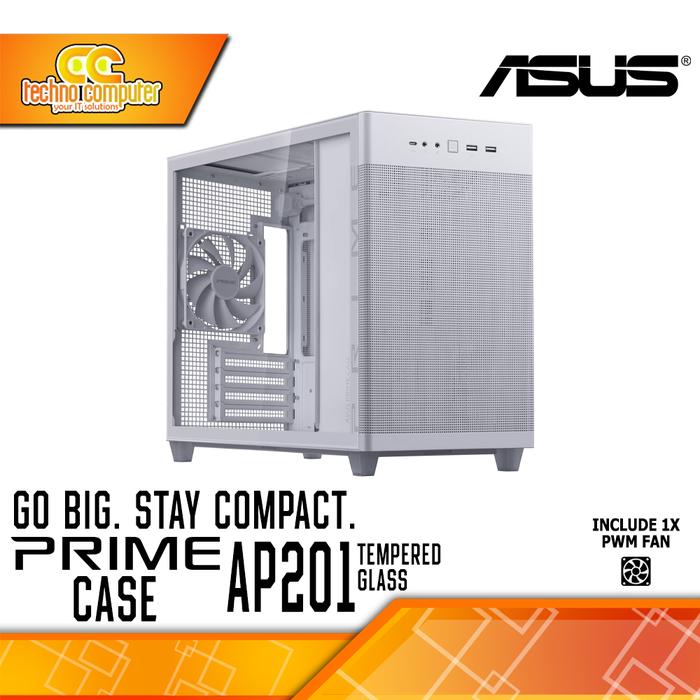 Gambar CASING ASUS PRIME AP201 TG - Small Tower mATX Case (Free 1x Fan) - Putih dari Techno Computer Bali Kota Denpasar Tokopedia